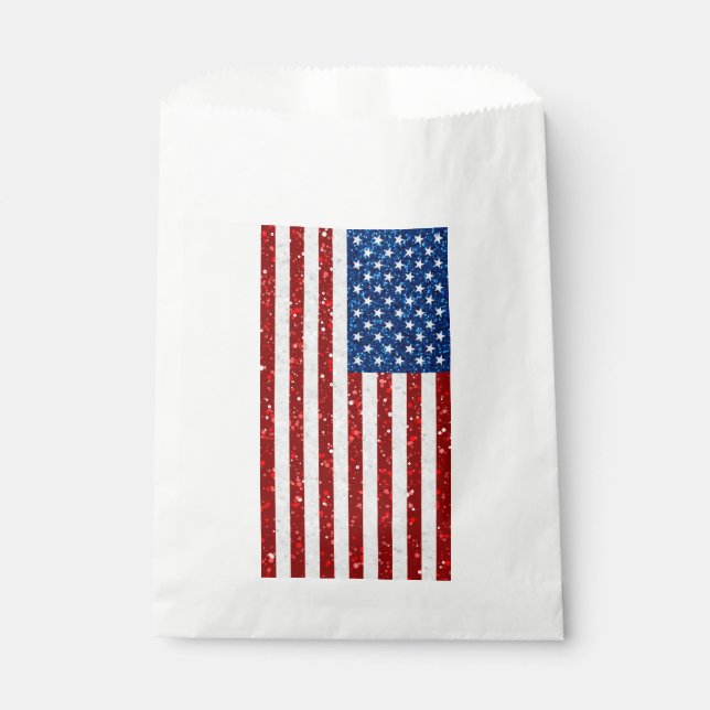 American Flag July 4th Glitter Favour Bag (Front)