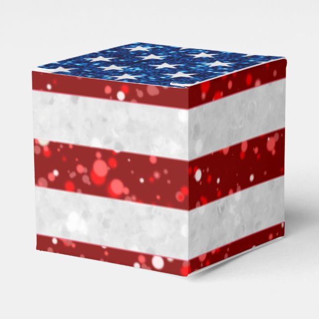 American Flag July 4th Glitter Favour Box (Front Side)