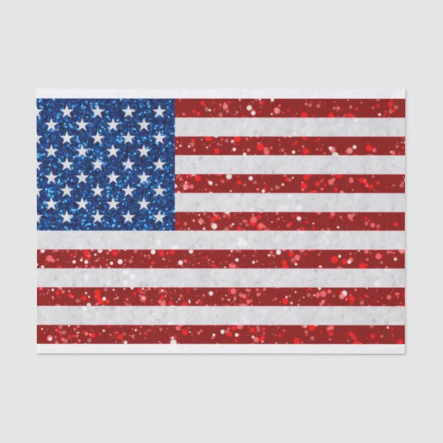 American Flag July 4th Glitter Tissue Paper (Front)