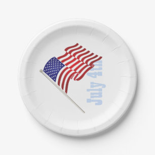 American Flag, July 4th Paper Plates