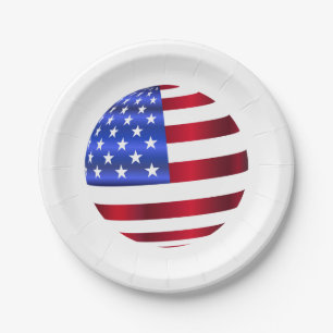American Flag, July 4th Paper Plates