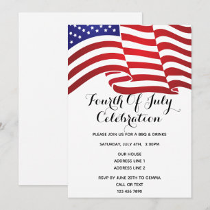American Flag July 4th Party Invitation