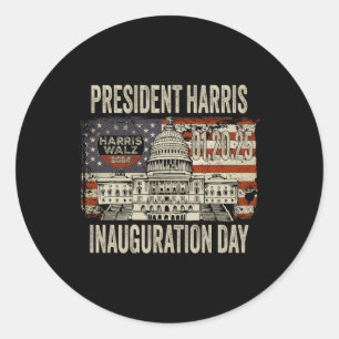 American Flag Kamala Harris President Inauguration Classic Round Sticker