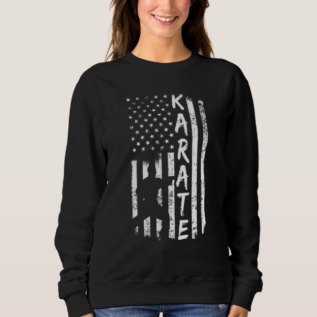 American Flag Karate Fan Usa Karate Player Flag Ka Sweatshirt (Front)