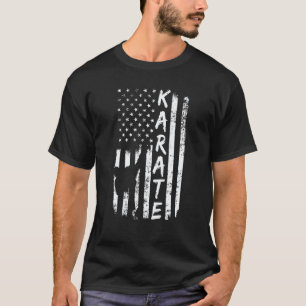 American Flag Karate Fan Usa Karate Player Flag Si T-Shirt