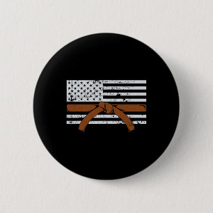 American Flag Karate Gift Tae Kwon Do Fighter Comt 6 Cm Round Badge