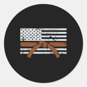 American Flag Karate Gift Tae Kwon Do Fighter Comt Classic Round Sticker