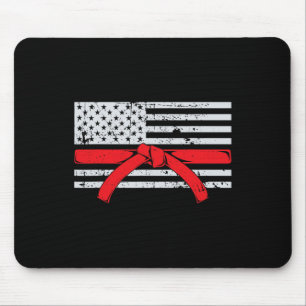 American Flag Karate Gift Tae Kwon Do Fighter Comt Mouse Pad