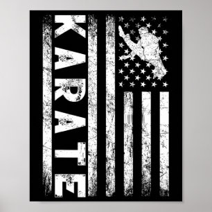 American Flag Karate Vintage 4th July Novelty Poster