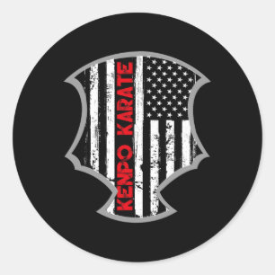 American Flag Kenpo Karate Distressed Karate Patri Classic Round Sticker