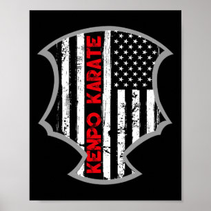 American Flag Kenpo Karate Distressed Karate Patri Poster