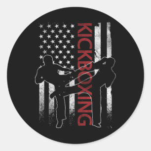American Flag Kickboxing Apparel Us Flag Kickboxer Classic Round Sticker