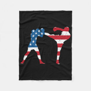 American Flag Kickboxing Fleece Blanket