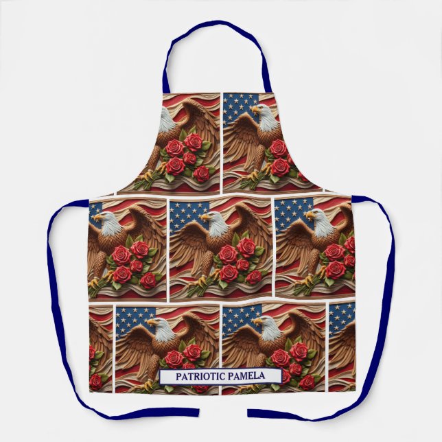 American Flag Kitchen Apron – Patriotic USA (Front)