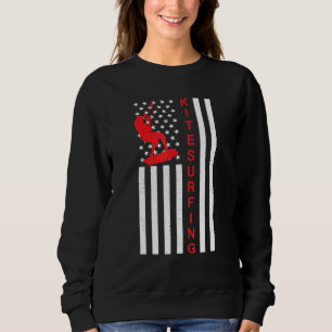 American Flag Kite Patriotic Kitesurfer Usa Kitesu Sweatshirt
