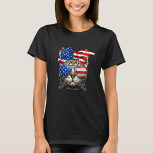 American Flag Kitten Cat 4th Of July Meowica T-Shirt
