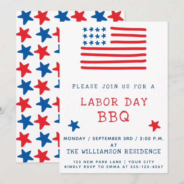 American Flag | Labour Day BBQ Invitation (Front/Back)