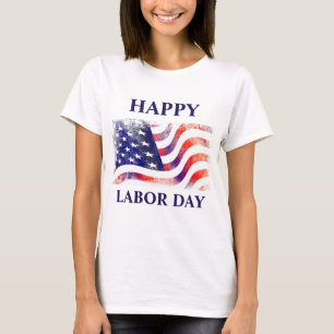 American Flag Labour Day in Red white Blue T-Shirt