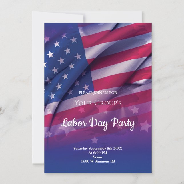 American Flag Labour Day Party Invitation (Front)