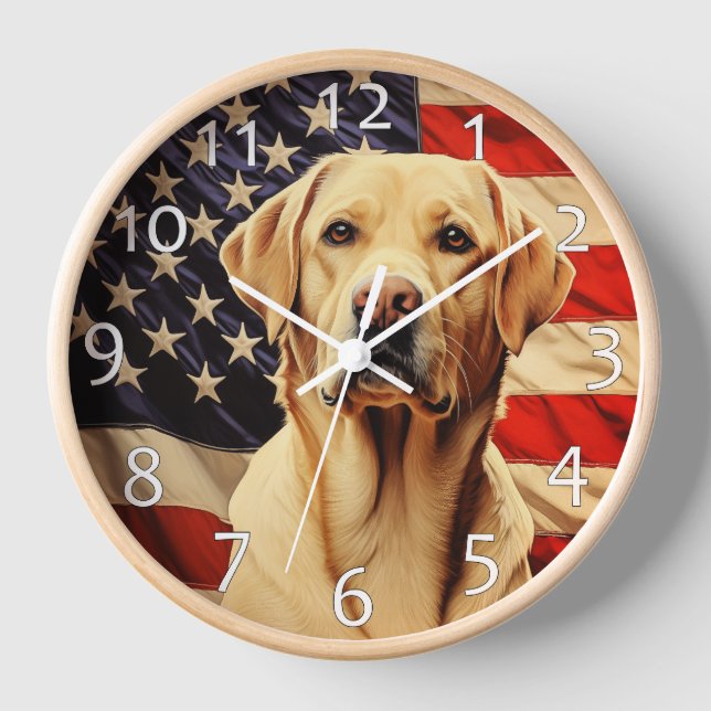 American Flag Labrador Clock (Front)
