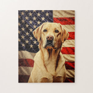 American Flag Labrador Jigsaw Puzzle