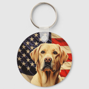American Flag Labrador Key Ring