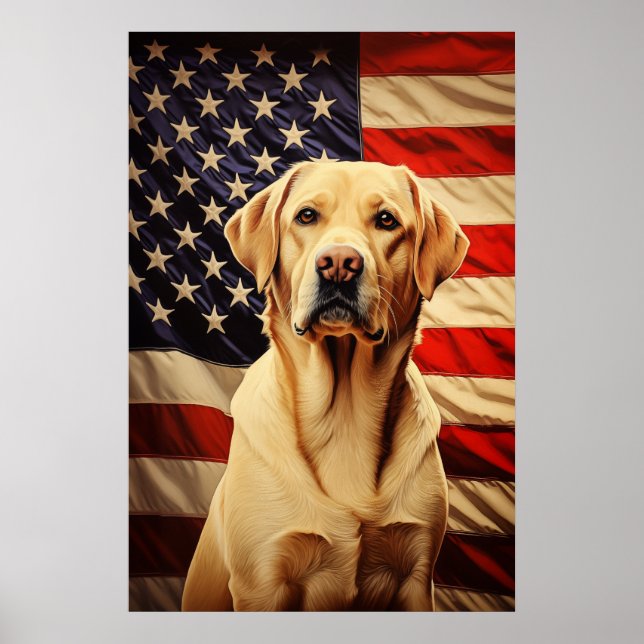 American Flag Labrador Poster (Front)