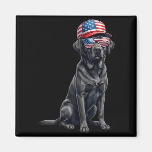 American Flag Labrador Retriever Dog Black Lab Magnet