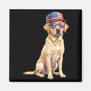 American Flag Labrador Retriever Dog Yellow Lab Magnet