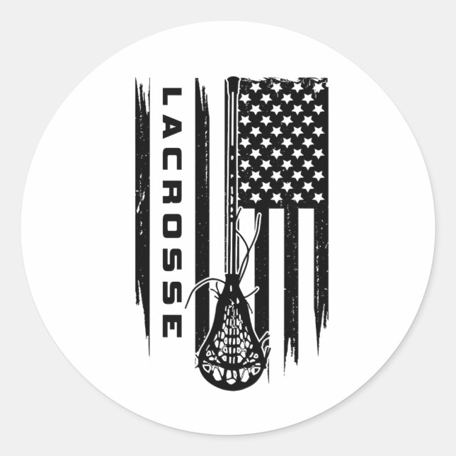 American Flag Lacrosse Apparel - Lacrosse 13  Classic Round Sticker (Front)