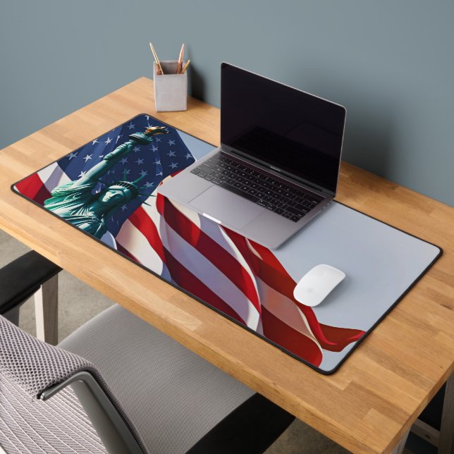 American Flag Lady Liberty Desk Mat (Office 2)