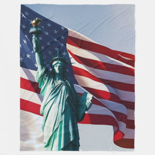 American Flag Lady Liberty Fleece Blanket