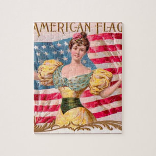 American Flag Lady Liberty Independence  Jigsaw Puzzle