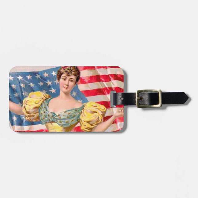American Flag Lady Liberty Independence  Luggage Tag (Front Horizontal)