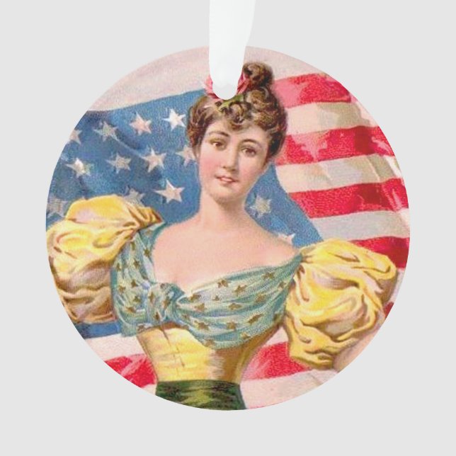 American Flag Lady Liberty Independence  Ornament (Front)