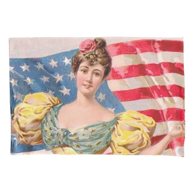 American Flag Lady Liberty Independence  Pillowcase (Front)