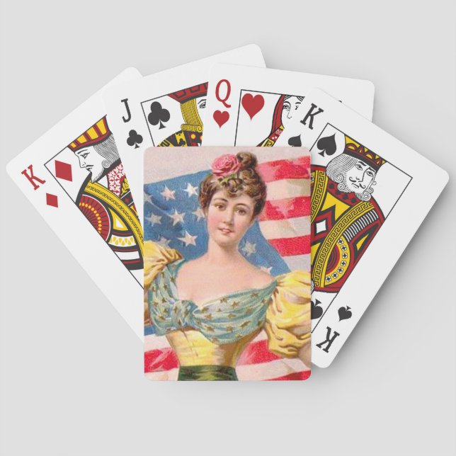 American Flag Lady Liberty Independence  Playing Cards (Back)
