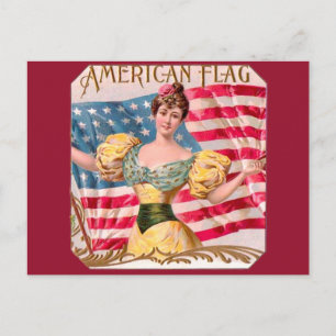 American Flag Lady Liberty Independence  Postcard