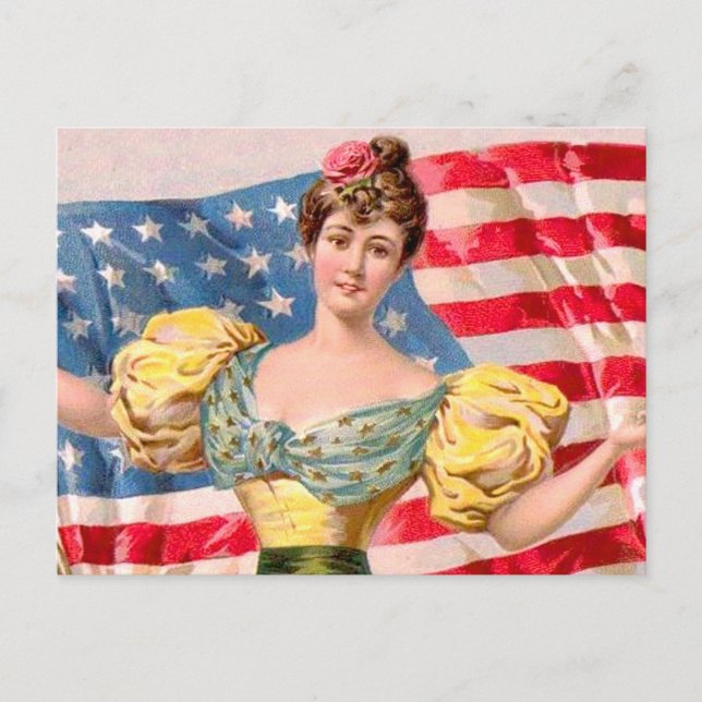 American Flag Lady Liberty Independence  Postcard (Front)