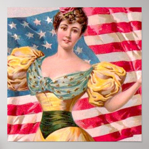 American Flag Lady Liberty Independence  Poster