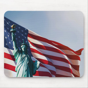 American Flag Lady Liberty Mouse Pad