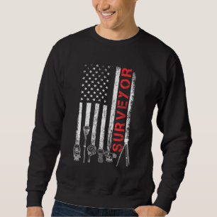 American flag land Surveyor surveying puns enginee Sweatshirt