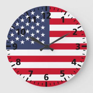 American Flag Large Clock