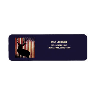 American Flag Large Elk Return Address Label