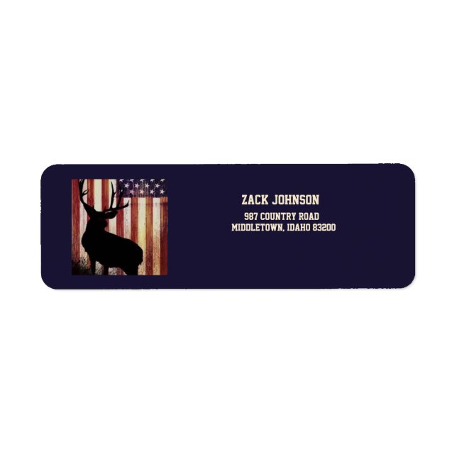 American Flag Large Elk Return Address  Label (Front)