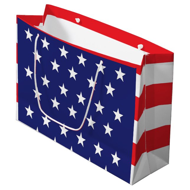 American Flag Large Gift Bag Red White and Blue (Front Angled)