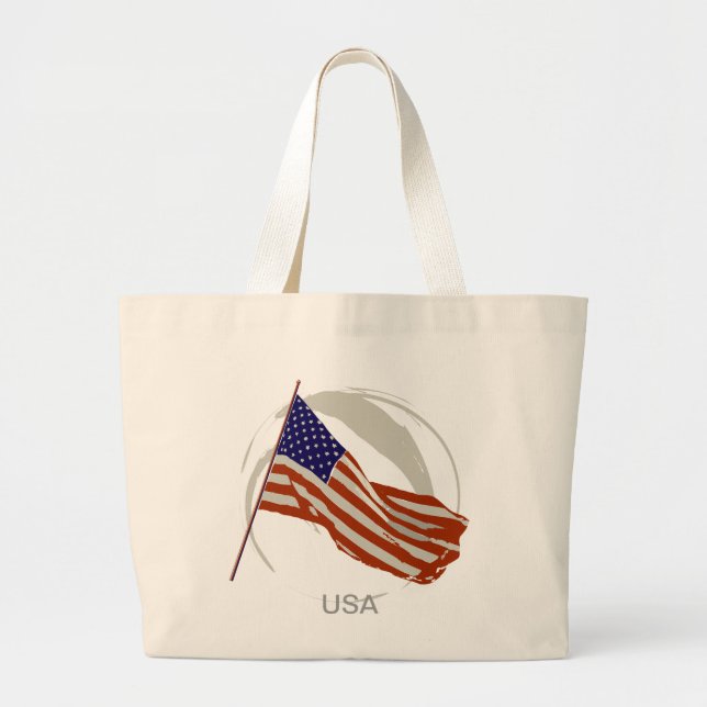 american flag large tote bag (Front)