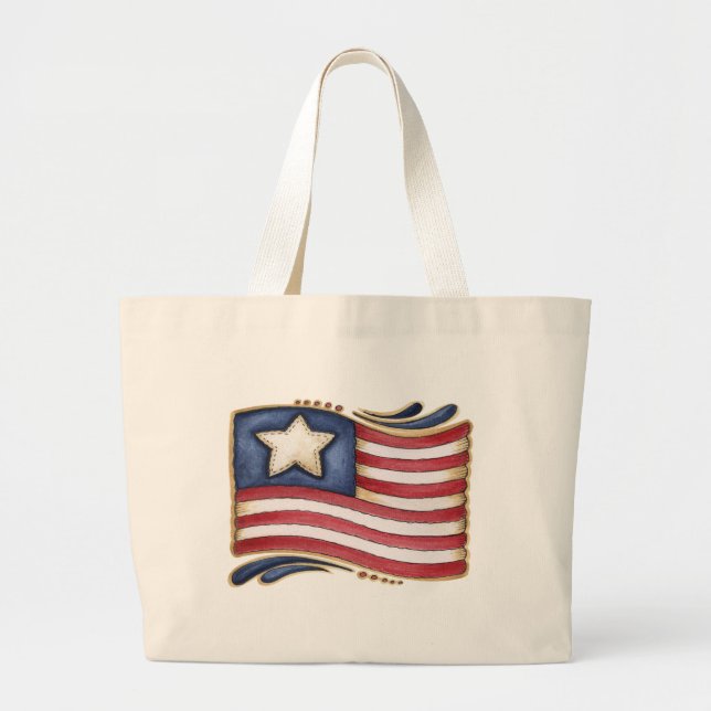American Flag Large Tote Bag (Front)