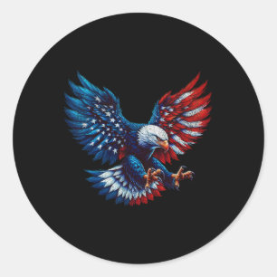 American Flag Ld Eagle Patriotic Eagle 4th Of July Classic Round Sticker