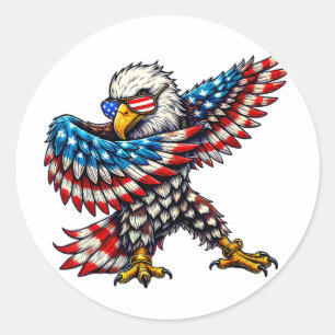 American Flag Ld Eagle Patriotic Eagle 4th Of July Classic Round Sticker